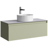 Товар: Подвесная тумба с одним ящиком 100 см, цвет зеленый шалфей со столешницей серый камень и наставным умывальником арт-GE01101SH+STG1014X456GS - фото 5 Подвесная тумба с одним ящиком 100 см, цвет зеленый шалфей со столешницей серый камень и наставным умывальником арт-GE01101SH+STG1014X456GS — фото 5, Тумбы с раковиной