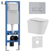 Комплект 3в1 IBERICA BLANCA инсталляция SILENCIO MINI, унитаз BURGOS ALTO белый, кнопка смыва ESTI-R хром матовый (IB.001M.BRA.234.214) — фото 1, Комплекты унитаз + инсталляция