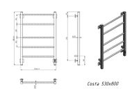 Полотенцесушитель электрический Grota Costa 530х800 белый Costa 530х800 RAL9016 EL — фото 2, Электрические полотенцесушители