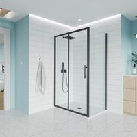 Душевой угол Veconi Evo 100SP B 1300х1200x1950, черный матовый, прозрачное стекло E1-SP-B-130120-01-C9 — фото 1, Душевые уголки