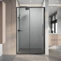 Дверь в нишу Niagara Nova NG-34-L11CHGR (110х195) графит,раздвижная влево,стекло шиншилла,1 место — фото 4, Раздвижные душевые двери