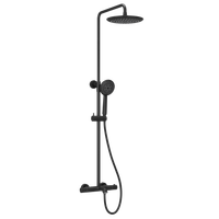 Душевая стойка с изливом и термостатом для ванны/душа Game, с регулировкой по высоте, цвет черный матовый, арт. арт-SC3001LMB — фото 1, Душевые стойки