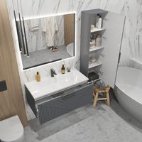 Тумба подвесная "БЛИСС-100 см" с 1 ящ. графит матовая (ум. Блисс-100 см.) арт-1010048 — фото 4, Тумбы под раковину