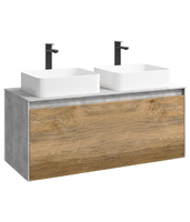 Товар: Подвесная тумба 120 см с двумя ящиками: основной и внутренний, скрытый за фасадом. Цвет бетон светлый/дуб балтийский; с умывальником арт-MOB0112BS+MOB0712DB - фото 5 Подвесная тумба 120 см с двумя ящиками: основной и внутренний, скрытый за фасадом. Цвет бетон светлый/дуб балтийский; с умывальником арт-MOB0112BS+MOB0712DB — фото 5, Тумбы с раковиной