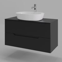 Orange Line Li-100TubMDF+B08-500W тумба с раковиной подвесная 100 см, черный/белый Li-100TubMDF+B08-500W — фото 1, Тумбы с раковиной