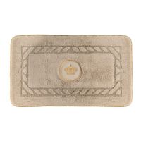 Коврик д/ванной комнаты 60х100 см., вышивка логотип КОРОНА, капучино, окантовка золото 30778 — фото 1, Коврики для ванной комнаты