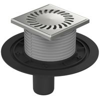 Душевой трап AZARIO DN50 12,2х12,2см, пластиковый, вертикальный слив, универсальный, решетка из нержавеющей стали арт-AZ-384 A — фото 1, Трапы для душа