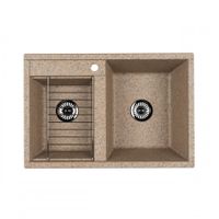 Мойка для кухни Делия 78 DBL 780x520x218 мм, прямоуг. с крылом, песочный 1A723132DE220 — фото 1, Кухонные мойки