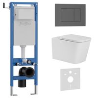 Комплект 3в1 IBERICA BLANCA инсталляция SILENCIO MINI, унитаз TOLEDO ALTO белый, кнопка смыва ESTI-S серый матовый (IB.001M.TLA.231.856) — фото 1, Комплекты унитаз + инсталляция