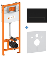 KK-POL 350/ZPW/425-100-S0 Standard Комплект для монтажа инсталляции, с клавишей M16, цвет чёрный матовый, с прокладкой звукоизолирующей — фото 1, Инсталляции для унитазов