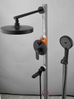 Душевая система скрытого монтажа с тропическим душем, лейкой, изливом BELZ, цвет черный, арт-B80713-7 — фото 3, Встраиваемые душевые комплекты