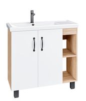 Тумба напольная "ФЛАЙ-80 см" дуб сонома/белая (ум.Фостер-80 Пр) арт-108001 — фото 1, Тумбы под раковину