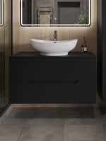 Orange Line Li-100TubMDF+B08-585W тумба с раковиной подвесная 100 см, черный/белый Li-100TubMDF+B08-585W — фото 3, Тумбы с раковиной