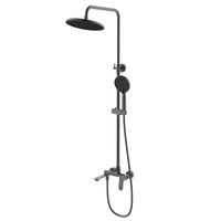 Душевая система Azario Alanti с круглым тропическим душем, керамический картридж, шланг 150 см, графит арт-AZ-K2332GR — фото 1, Душевые стойки