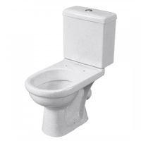 Унитаз-компакт "Визит" косой выпуск, с 1-реж. кнопочной арм. и сид. п/п "Уклад,крап на белом. SANTE 1P4053S0100BF — фото 3, Напольные унитазы