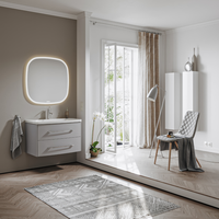 Подвесная тумба в цвете серый туман с двумя ящиками с умывальником из литьевого мрамора арт-NER0108ST — фото 3, Тумбы с раковиной