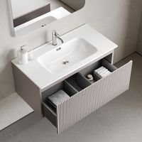 Тумба подвесная SANCOS Snob R 1.0 890х445х406, c одним ящиком оснащенным доводчиками, Doha Soft , арт. арт-SNR1.090SM — фото 4, Тумбы под раковину