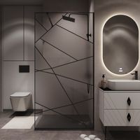 Душевая перегородка Niagara Nova NG-680-90BLACK (90х195) черный матовый,стекло прозрачное с рисунком,1 место — фото 3, Душевые перегородки