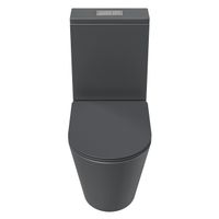 Унитаз напольный Grossman (640х360х835) безободковый,серый матовый с тонкой крышкой,микролифт,смыв торнадо,2 места арт-GR-4458GMSQ — фото 1, Напольные унитазы