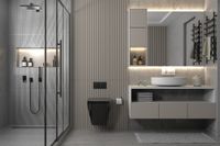 Комплект подвесной унитаз ABBER Rechteck AC1201MB черный матовый с инсталляцией AC0105 и кнопкой AC0121RG золото розовое AC1201MB-AC0105-AC0121RG — фото 3, Комплекты унитаз + инсталляция