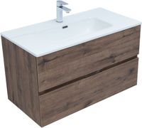 Тумба под раковину Aquanet Алвита New 90 2 ящика, дуб веллингтон табак арт-00334187 — фото 11, Тумбы под раковину