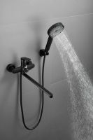 Смеситель для ванны однорычажный с длинным изливом и душем BELZ, черный арт-B22713-7 — фото 4, Смеситель для ванны