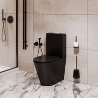 Унитаз напольный Grossman (640х360х835) безободковый,черный матовый с тонкой крышкой,микролифт,смыв торнадо,2 места арт-GR-4458BMSQ — фото 7, Напольные унитазы