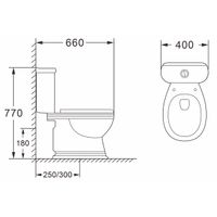 Унитаз-компакт AZARIO BENTY 660х400х770 напольный, в комплекте с сиденьем микролифт арт-AZ-237 — фото 6, Напольные унитазы
