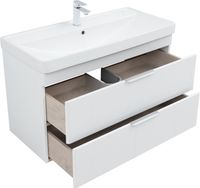 Тумба с раковиной Aquanet Ирис new 100 подвесная 2 ящ. цв. белый глянец 00342095 — фото 6, Тумбы с раковиной