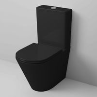 Унитаз напольный Grossman (605х380х825) безободковый,черный матовый с тонкой крышкой,микролифт,2 места арт-GR-4450BMS — фото 1, Напольные унитазы