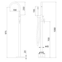 Смеситель ABBER Wasser Kreis напольный для ванны, золото матовое арт-AF8115GN — фото 6, Смесители напольные