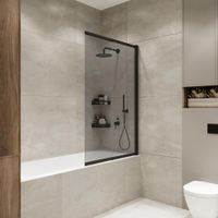 Шторка на ванну слайдер Terminus Ното 150х90 тонированная, черный арт-1CS150х90BT — фото 1, Шторки для ванной раздвижные