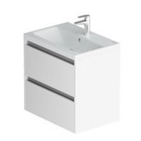 M91-FHX0602-WCC0602WG Pulse, База с раковиной, подвесная, 60 см, 2 ящика, цвет: белый, глянец/графит — фото 1, Тумбы под раковину