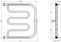 Полотенцесушитель водяной Сунержа Лира 2 полки+ 500х500 Без покрытия 00-4012-5050 — фото 2, Водяные полотенцесушители