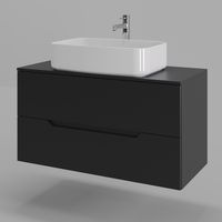 Orange Line Li-100TubMDF+B07-600W тумба с раковиной подвесная 100 см, черный/белый Li-100TubMDF+B07-600W — фото 1, Тумбы с раковиной