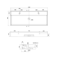 Раковина Scarabeo TEOREMA 2.0 подвесная или накладная с переливом с двумя отверстиями цвет белый арт-5107/R-120B — фото 6, Раковины подвесные