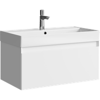 Подвесная тумба с одним ящиком 81 см, цвет белый с умывальником арт-GE01081WM — фото 3, Тумбы с раковиной