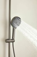 Душевая система с тропическим душем и смесителем BELZ, клавишный переключатель, оружейная сталь, арт-B25713-3 — фото 8, Душевые стойки