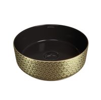 Раковина Grossman (355х355х115) золото,черная внутри,1 место арт-GR-5010GBR — фото 1, Раковины накладные