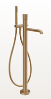 Смеситель для ванны и душа, Gessi, Habito Bath-Shower, тип открывания воды-однорычажный, тип регулирования воды-керамический картридж, монтаж-напольный, отверстия для монтажа-1, вынос излива, мм-260, тип излива-неподвижный, ручной душ-в комплекте, внутренняя часть-необходимо заказать, цвет-Warm Bronze Brushed PVD арт-70528.726 — фото 2, Смеситель для ванны