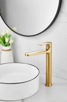 Смеситель для накладной раковины BELZ, брашированное золото арт-B11713-5 — фото 2, Смесители для раковины