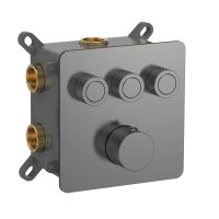 Смеситель с термостатом встраиваемый на 3 потребителя комплект с монтажной частью арт-AQM8812GM — фото 1, Смесители для душа с термостатом