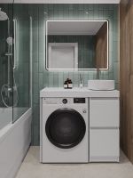 Orange Sistema Тумба напольная под стиральную машину с раковиной, белый арт-STM-100TUW+B09-360W — фото 5, Тумбы с раковиной