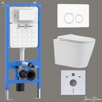 Комплект 3в1 IBERICA BLANCA инсталляция SILENCIO, унитаз BURGOS ALTO белый, кнопка смыва INOX-O белый матовый (IB001.BRA.231.811) — фото 1, Комплекты унитаз + инсталляция