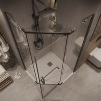 Душевое ограждение Grossman Pragma (90х90х195) трапеция,распашная,черный матовый,стекло прозрачное, 1 место арт-302.K33.03.9090.21.00 — фото 4, Душевые уголки трапеция