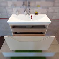 Тумба под раковину подвесная Бриклаер Брайтон бежевый, 100 см арт-4627125415777 — фото 5, Тумбы с раковиной