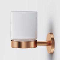 A85A34344 X-Joy, Стеклянный стакан с настенным держателем, роз. золото — фото 2, Стаканы для зубных щеток