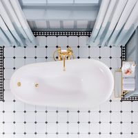 Ванна EDELWEISS 170 см из литьевого мрамора NOVA GEL с золотыми ножками/ Aqua de Marco 1170WGEDE_GEL — фото 3, Ванны