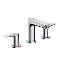 Смеситель для раковины, Hansgrohe, Talis E, тип открывания воды-двухрычажный, тип регулирования воды-керамический вентиль, отверстия для монтажа-3, высота, мм-127, вынос излива, мм-112, донный клапан-есть, цвет-хром, расход воды: 5 л/мин арт-71733000 — фото 1, Смесители для раковины