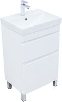 Тумба с раковиной Aquanet Слим 50 напольная 2 ящ. цв.белый сатин 00348176 — фото 1, Тумбы с раковиной